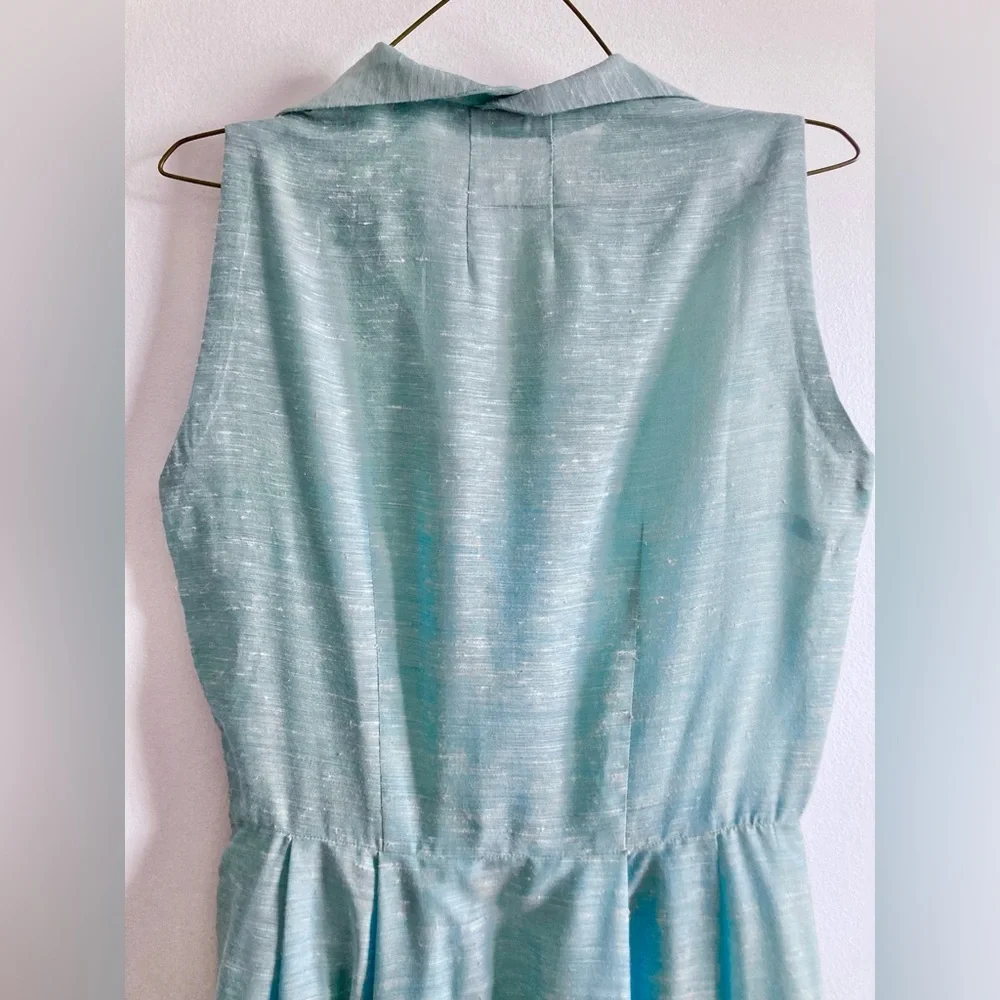 Vintage 1950s Pale Greeny Blue Sleeveless Dress with Matching Bolero - Picture 7 of 11